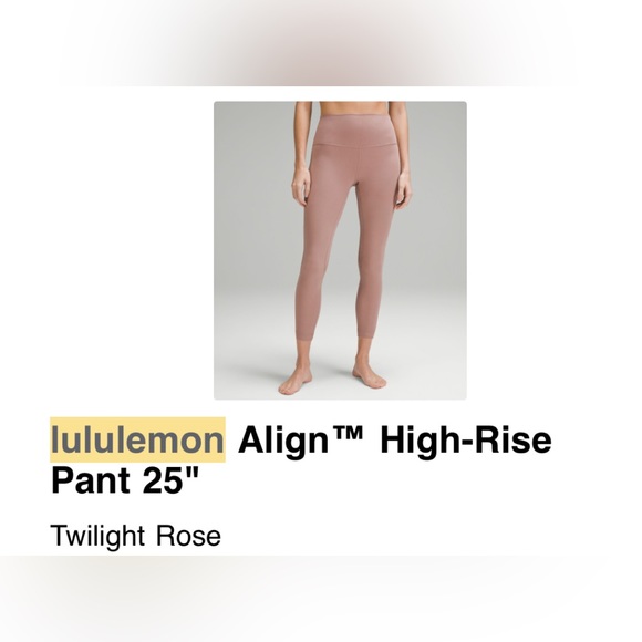 Lululemon Align High Rise pants 25” - Picture 1 of 3